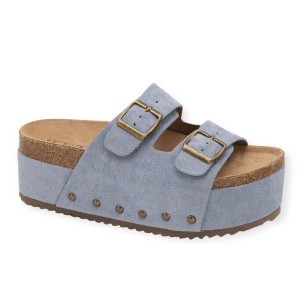 Hey Girl! Blue Suede Platform Sandals
